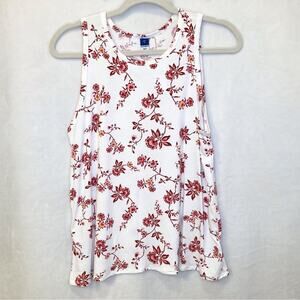 Old Navy Cream and Red Floral Print Tank Top New With Tags